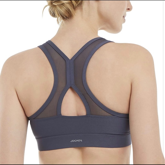 Jockey Women's High Impact Active Zip Front Sports Bra Mesh Back Blue Size S - Picture 5 of 9